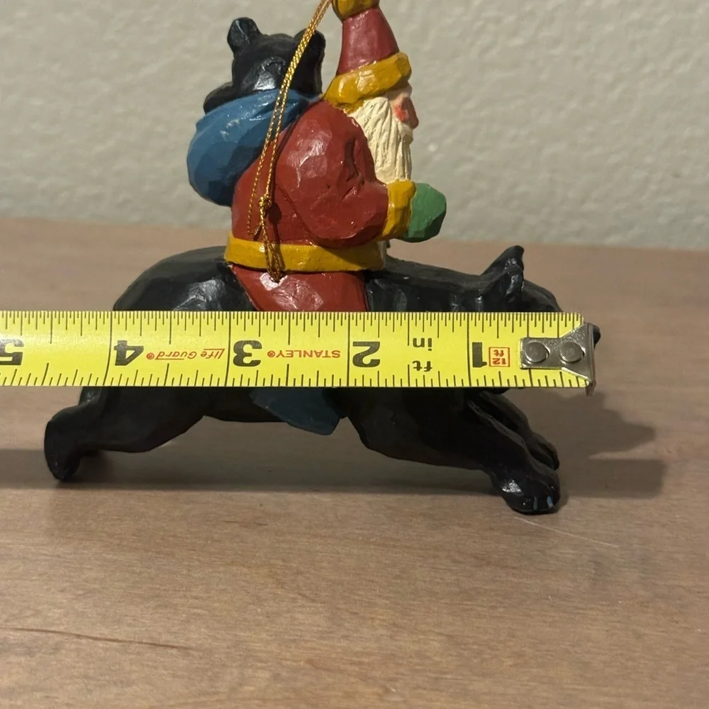 House of Hatten Santa Riding Black Bear Figurine